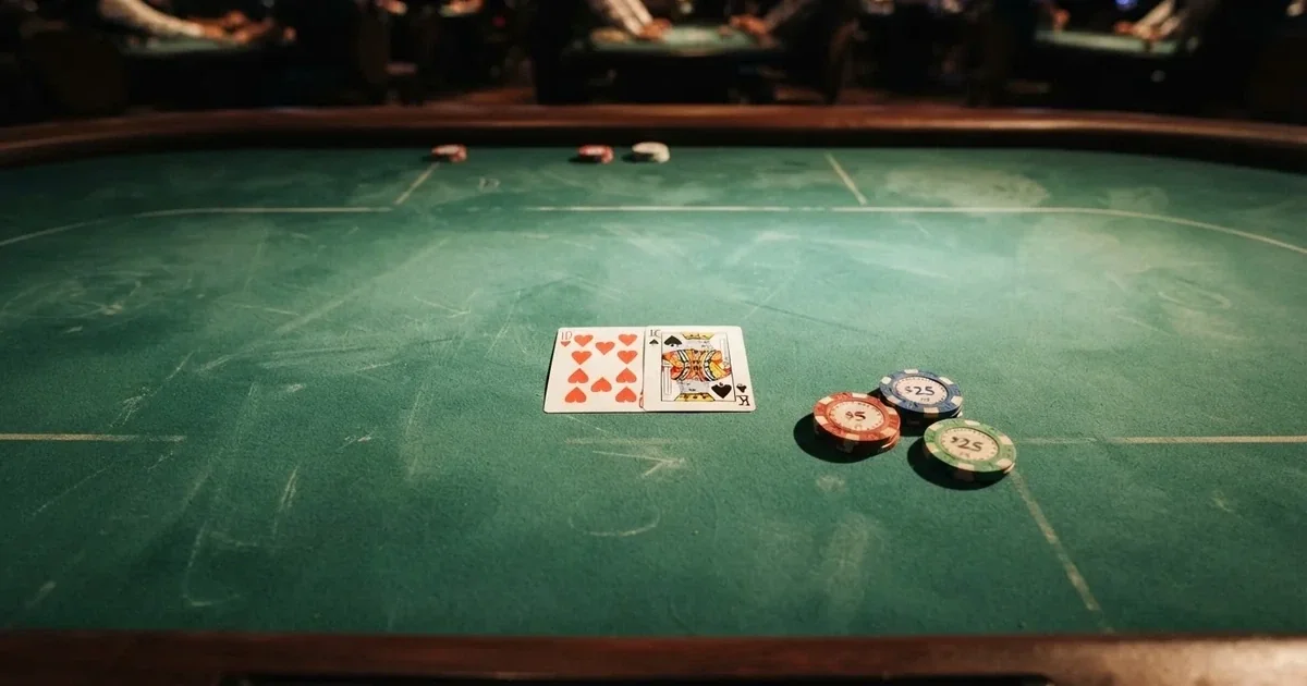 Oplyst spillebord med kort, set ovenfra — bedste roulette casinoer